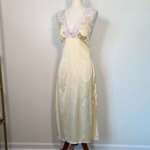 YLLW The Label Yellow Ivory Lace-Trim Satin Midi Dress